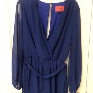 Royal Blue sheer long sleeve romper